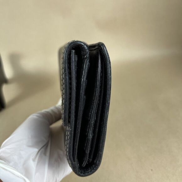 COACH Black Long Wallet Leather BRW Plain Signature - Picture 3 of 12